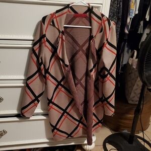 Chic Plaid Open-Front Cardigan